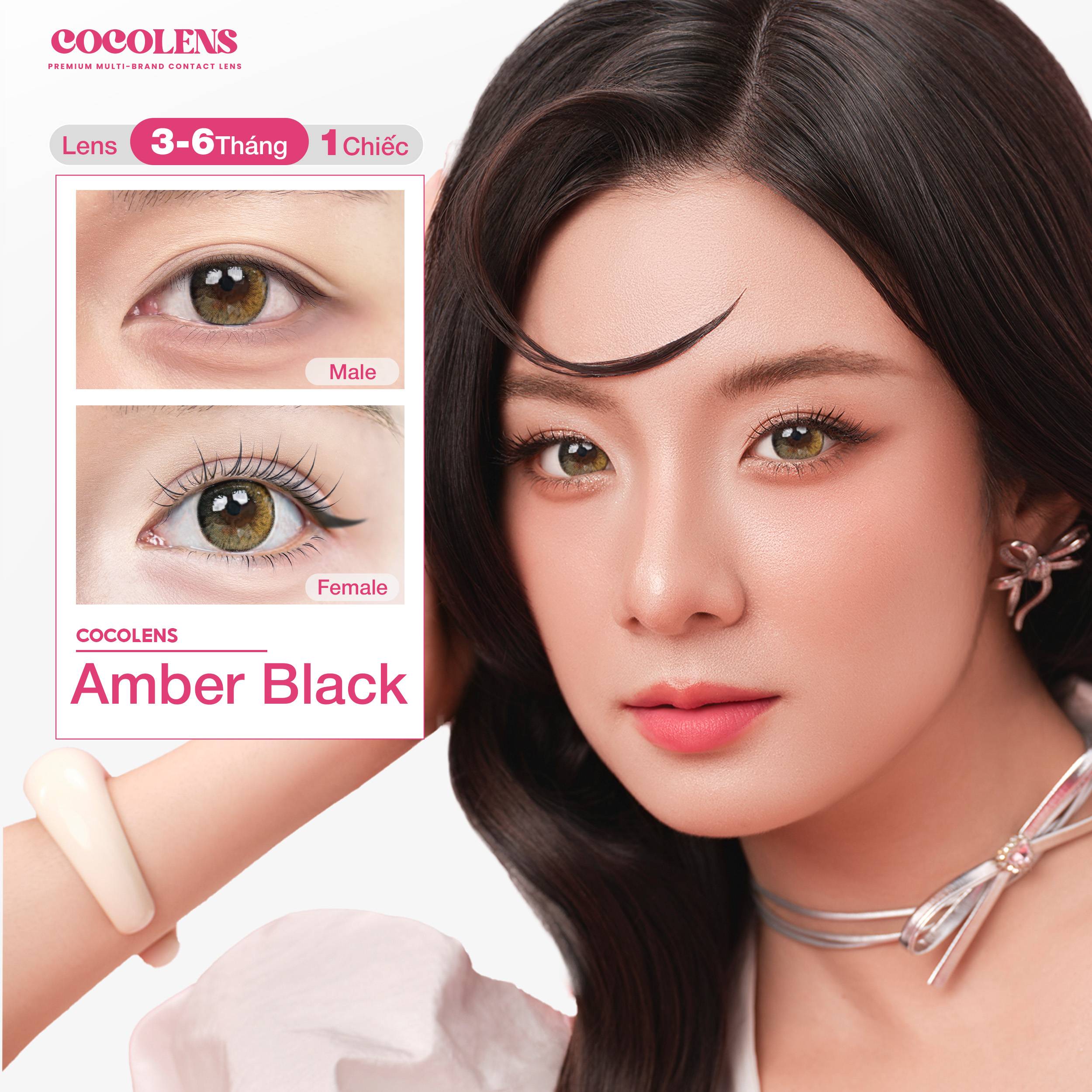 Kính áp tròng COCOLENS AMBER BLACK Màu Đen Hổ Phách  3 - 6 tháng (1 Chiếc Lệch Độ) Độ Cận 0.00 - 8.00